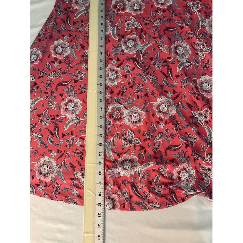 Signature by Bobbie Brooks Coral Floral Print Dress Plus Size 1X Short Sleeve - Picture 7 of 7